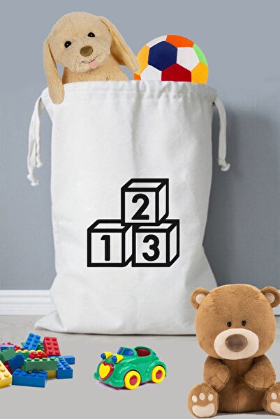 kesesepeti Yıkanabilir Desenli 100% Pamuk Çocuk Oyuncak Dev Düzenleyici Torba...