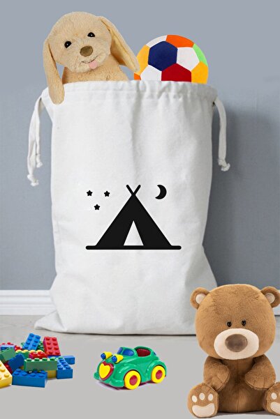 kesesepeti Yıkanabilir Desenli 100% Pamuk Çocuk Oyuncak Dev Düzenleyici Torba - Bez Organizer | Bolsa