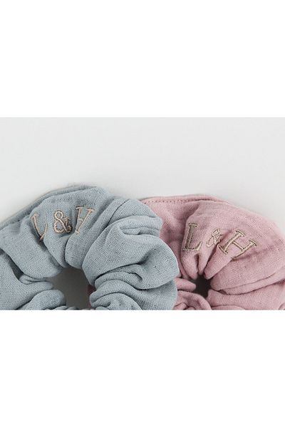 Lucy and Home 100% Cotton 2 Pieces 4 Layers Muslin Hair Rubber Blue, Pink