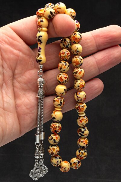 OTTOTESBİH Ανδρικό δώρο Globe Cut Μωσαϊκό σε σκόνη κεχριμπαρένιο χάντρες προσευχής