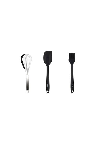 Tantitoni Smoked Colored 3 Piece Silicone Spatula, Brush and Beater Set