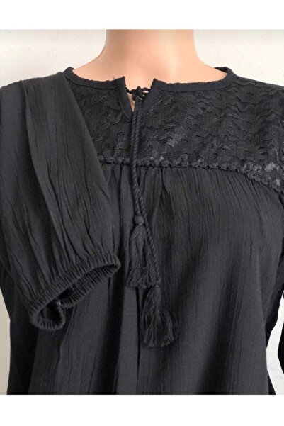 Genel Markalar Kadın Siyah Şile Bezi Anne Penye Bluz