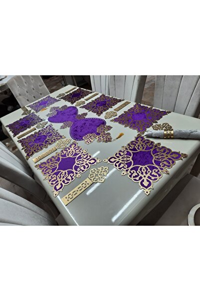 SEHARA Kadife/runner/amerikan Servis/yemek Sunum Takımı/8 Kişilik/25 Parça