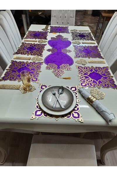 SEHARA Kadife/runner/amerikan Servis/yemek Sunum Takımı/8 Kişilik/25 Parça