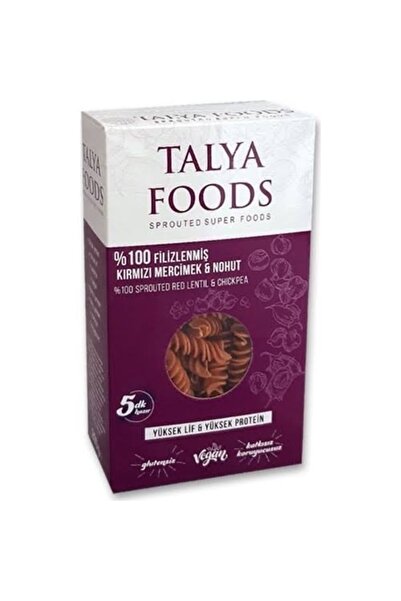 TALYA FOODS Organik Glutensiz %100 Filizlendirilmiş Kırmızı Mercimek & Nohut Makarna