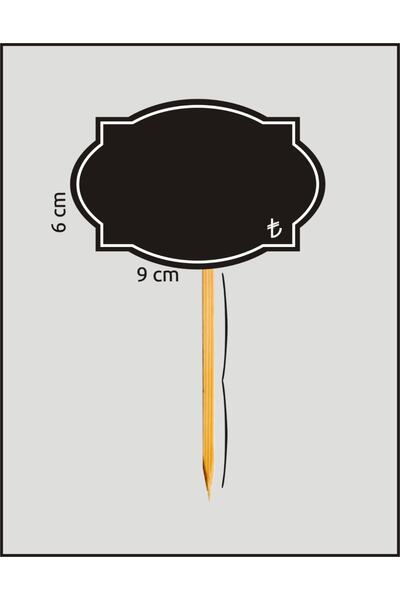 Pvc Yaz Sil Etiket - Kara Tahta Etiketi - Ahşap Saplamalı Etiket - Silinebilir Etiket 6x10 Cm 10'lu