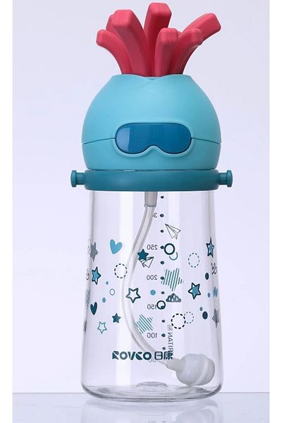 Rovco Children's Neck Strap 320 Ml Leakproof Tritan Water Bottle with Straw - Smart Straw B1034