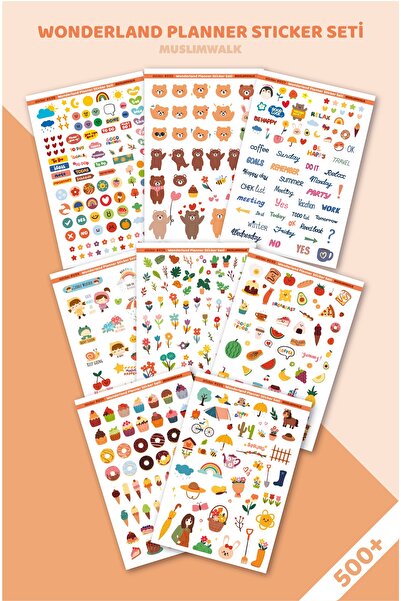 MuslimWalk Wonderland Planner Sticker Seti 500 Adet - Ajanda, Defter, Planlay...
