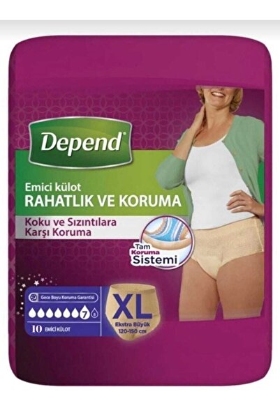 Depend Emici Külot Bez Xl Beden 10 Adet (120 CM -150 CM)