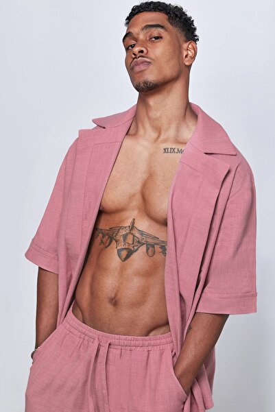 Dear Deer Pastel Pink Linen Men's Double Breasted Jacket Trousers Suit