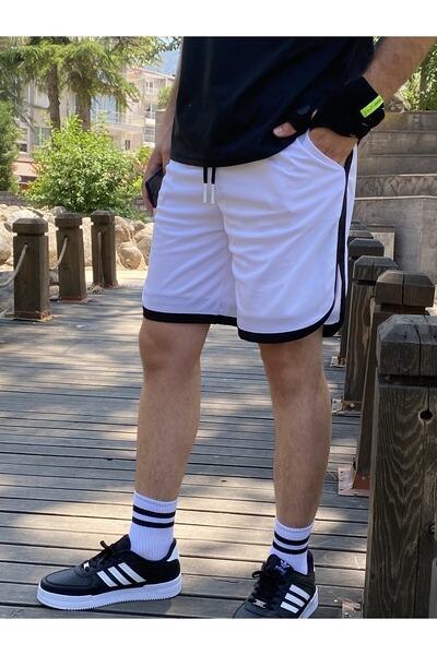 Baycombine35 Men's Basketball Model Bermuda Sports Shorts White Relax Family
