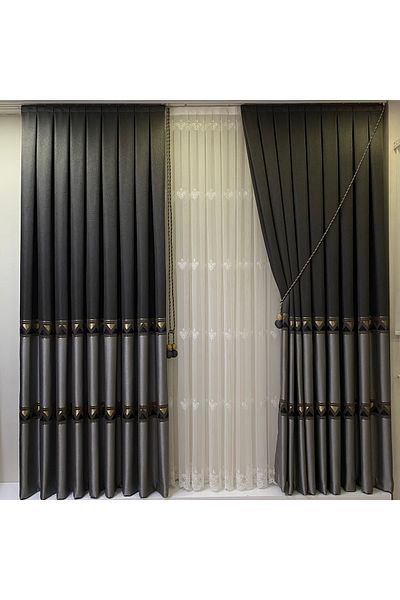 Fon Dünyası Panel Background Curtain Anthracite Gray (single Wing)