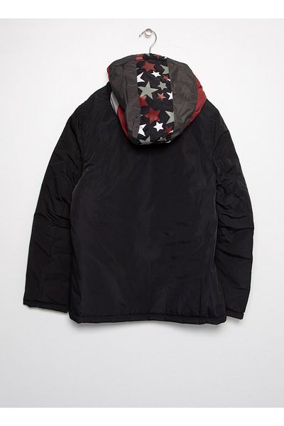 U.S. Polo Assn. Черно момчешко палто с цип и стандартна кройка