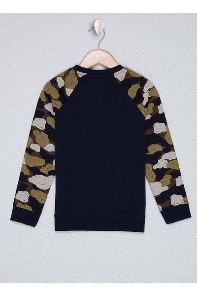 U.S. Polo Assn. Crew Neck Regular Fit Patterned Navy Blue Boy's Sweatshirt
