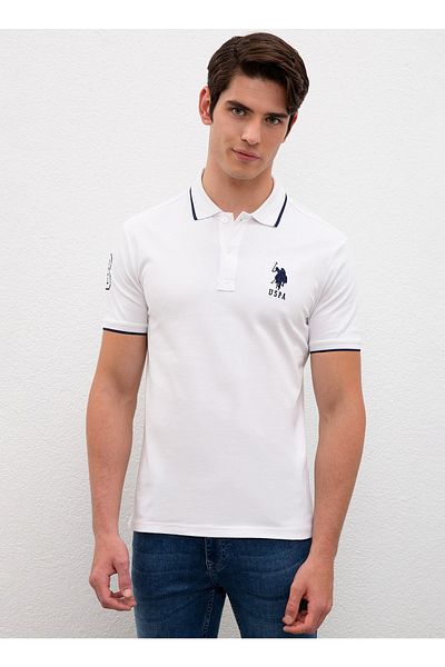 U.S. Polo Assn. Gsd01ıy021 Ανδρικό μπλουζάκι Polo Neck Slim Fit Plain White