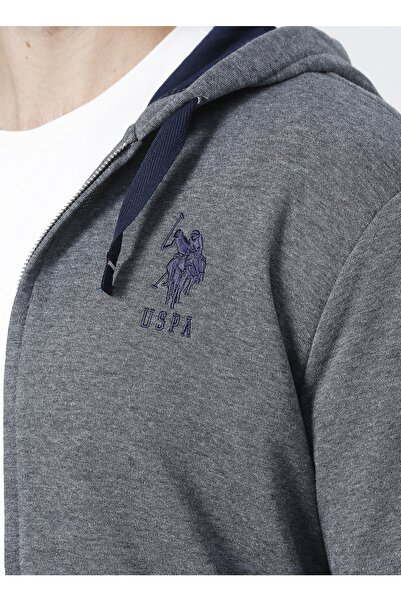 U.S. Polo Assn. Ανδρικό φούτερ με κουκούλα γκρι γιακά Garmansk21
