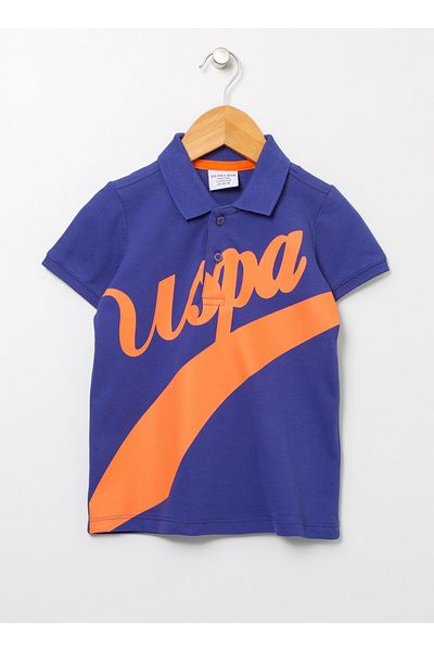 U.S. Polo Assn. Синя поло тениска за момче - щампа с Cabelkıds
