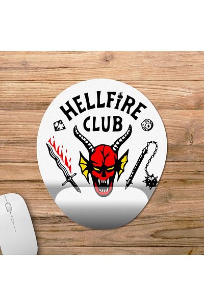 Pixxa موديل لوحة ماوس مع مسند للمعصم من Stranger Things Hellfire Club - بيضاوي واحد