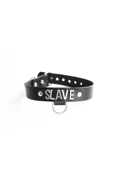 ShibariTük Slave Yazılı Gerçek Deri Choker Tasma 33-38cm