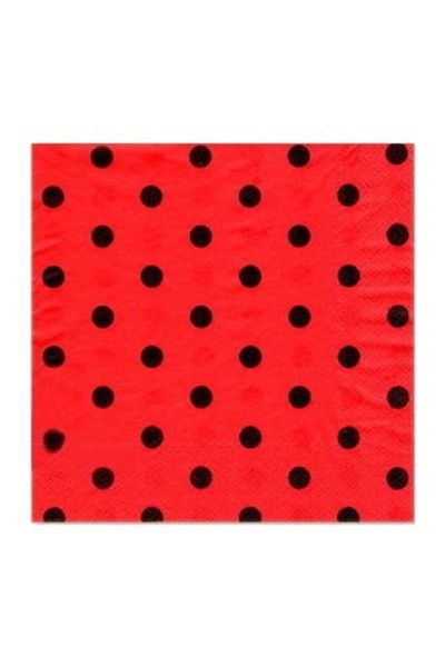 Happyland Red Napkin with Black Polka Dots 20 Pieces