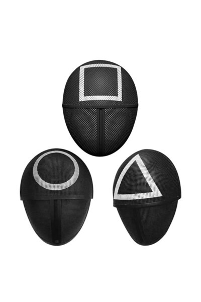 Happyland Squid Game Maske 3 Lü Set Oyuncu Yüz Maskesi Kare+yuvarlak+ucgen 3l...