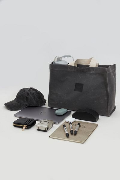 Manuka Große Canvas-Tasche mit Wascheffekt, Anthrazit
