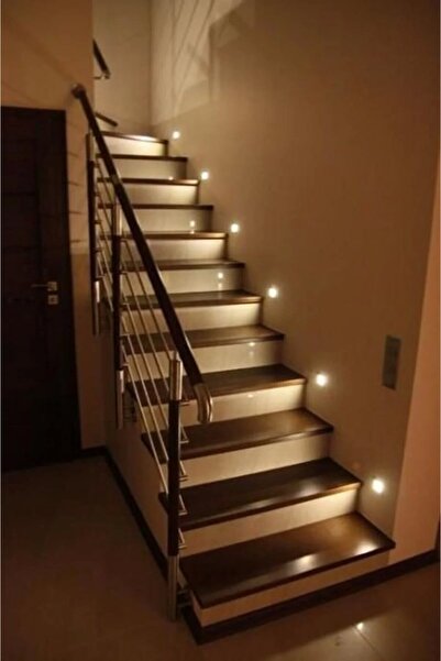 fullreyon 1. Kalite Yuvarlak Gün Işığı Sensörsüz Mat Krom Led Spot Basamak Ar...