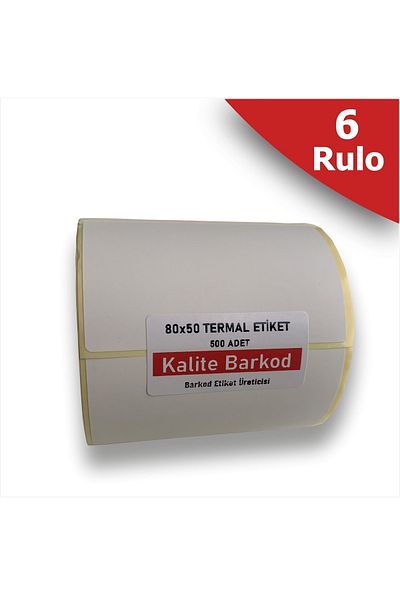 Kalite Barkod Etichetă termică 80x50 |   6 role de etichete cu coduri de bare