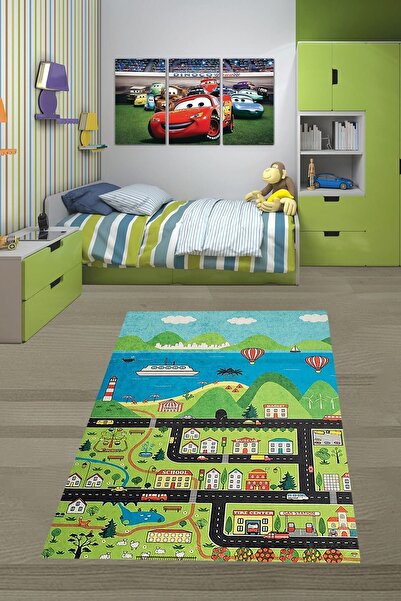 on the clouds Araba Yollu Trafik Yolu Eğitici Oyun Halısı Dijital Baskılı Kay...