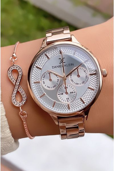 Daniel Klein Brand Rose Gold Color Women's Wristwatch - Bracelet Gift