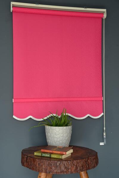 HLMSTOR Stor Perde Hps-10 Pembe Renk Jakar Desenli Alüminyum Kasalı Sınırlı S...