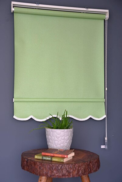 HLMSTOR Stor Perde Hps-21 Yeşil Renk Yaldızlı Alüminyum Kasalı Sınırlı Stok E...