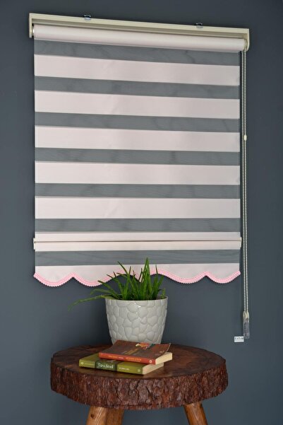 HLMSTOR Zebra Stor Perde Ba-06 Pudra Renk Bambu Alüminyum Kasalı Etekli Veya ...