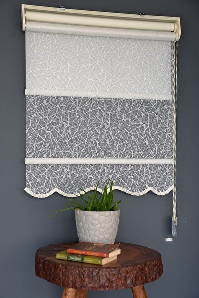 HLMSTOR Çift Mekanizmalı Tül Stor Perde Dacuz-205 Kırık Beyaz Renk Alüminyum ...