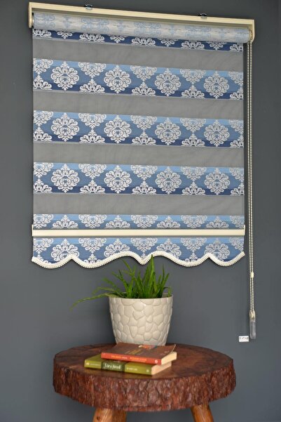 HLMSTOR Zebra Stor Perde Ft-984 Mavi Renk Alüminyum Kasalı Etekli Veya Eteksiz