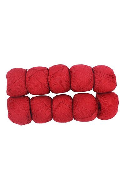 Spagettiyarn Slim Cotton 10-Piece Red Hand Knitting Yarn