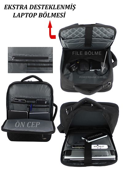 Case Club Unisex Laptop Backpack Hand and Shoulder Bag 15.6'' USB Device with Shoulder Strap Waterproof Fabric