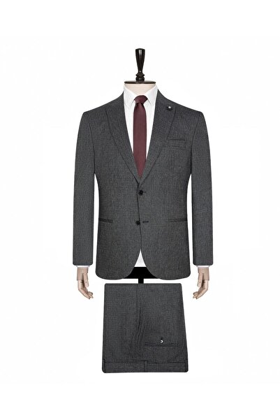 SÜVARİ Patterned Black Slim Fit Suit