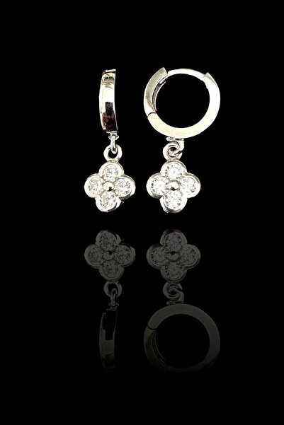 Doğan Silver 925 Ayar Gümüş Yonca Sallantılı Halka Küpe 21477