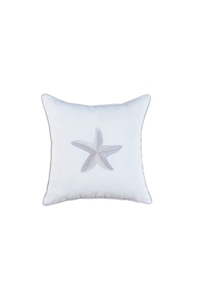 caka home design Star Covered Star ( Ecru Background / Gray Embroidery / 45x4...