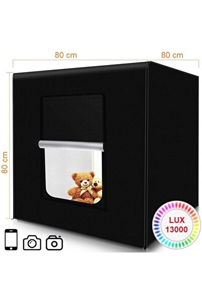 Triline 80x80cm Profesyonel Stüdyo Led Işıklı Ürün Fotoğraf Çekim Çadırı