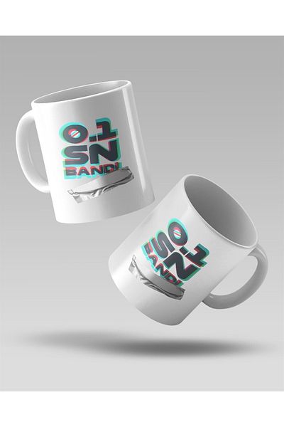 FANBOX SHOP كوب قهوة أبيض مطبوع بشريط 0.1 ثانية
