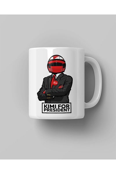 FANBOX SHOP كوب قهوة أبيض مطبوع من كيمي رايكونن للرئيس