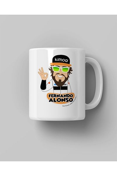FANBOX SHOP كوب قهوة أبيض مطبوع من فرناندو ألونسو ماكلارين