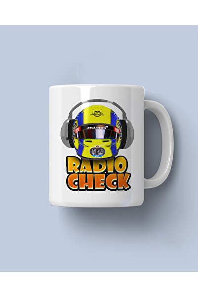 ZEPSTORE كوب قهوة أبيض مطبوع من Lando Norris Radio Check Rfl