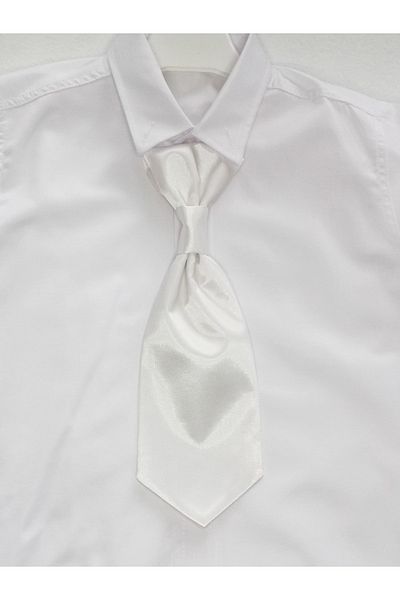 GallanD Plain White Wide Satin Unisex Children's Special Tied Tie