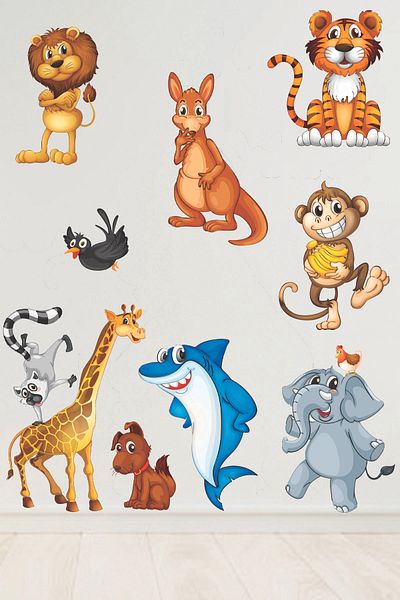 Sepet Yıldızı Cute Animals Kids Room Wall Sticker
