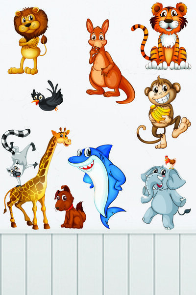 Sepet Yıldızı Cute Animals Kids Room Wall Sticker