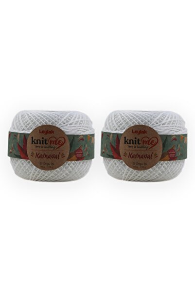knitme Karnaval 50 Gr 5'li Paket Sağlam Tüylenmez Solmaz Polyestser El Örgü Ipi Taka Yarn (kırık Beyaz)