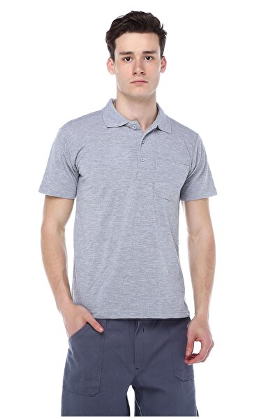 AĞCA İŞ ELBİSELERİ Gray Polo Collar T-Shirt, 100% Cotton Workwear